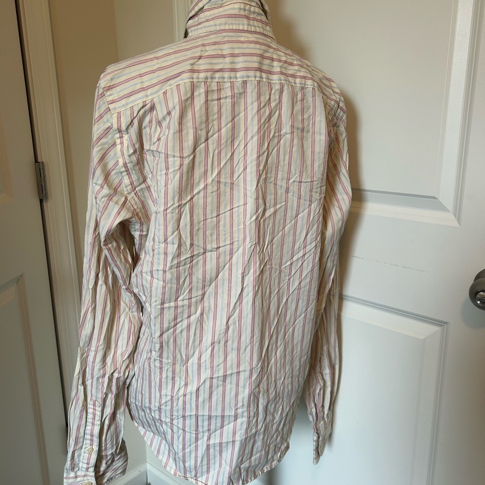 Mens vintage Abercrombie and fitch button down dress shirt pink and blue stripe - Picture 7 of 8